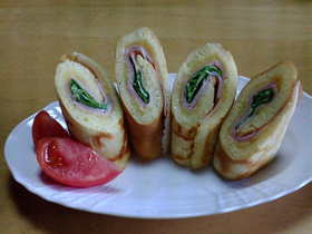 卵焼き器でロールパン