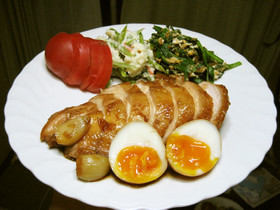 簡単 鶏チャーシュー(半熟卵入り)