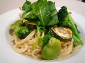 グリーン野菜のシンプルパスタ レモン風味