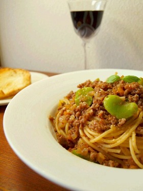 ☆そら豆のミートソースパスタ☆