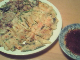 うちの牛肉チヂミと海老チヂミ