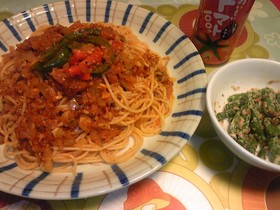 トマトジュースでパスタ♪