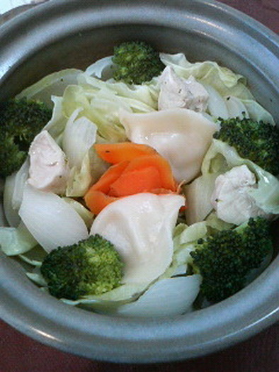 簡単ヘルシー春野菜の蒸し鍋の写真