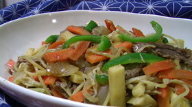 焼肉のタレでスパゲティ