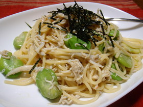☆そら豆としらすの簡単和風パスタ☆