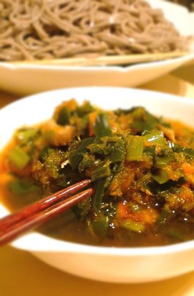 ウマ!おろし人参・韮・納豆のそばつゆ