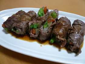 ご飯がすすむ☆牛肉と彩り野菜の八幡巻き