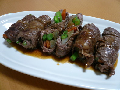 ご飯がすすむ☆牛肉と彩り野菜の八幡巻きの写真