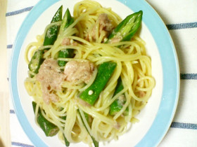 オクラとツナの冷製パスタ