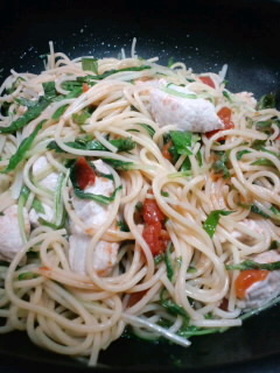 サメとトマトのパスタ