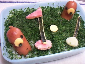 ☆キャラ弁♪もぐらちゃんグリーン弁当w♪