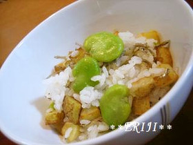 そら豆と新じゃがのバターしょうがごはん♪