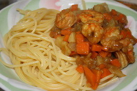 みんな大好き☆海老カレーのパスタ