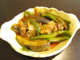 ピーマンとナスと豚炒め