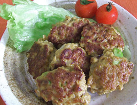 カレー味☆豆腐とひき肉の落とし焼き