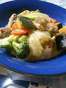 ☆がらスープで緑黄色野菜の豆乳煮込み☆