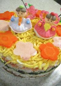 ひな祭りのケーキ風押し寿司