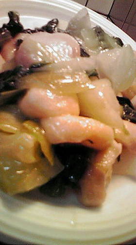 青菜と麩を丸鶏がらスープで美味しく炒め煮