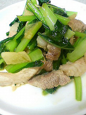 豚肉と小松菜のスタミナ炒め♪10分で完成