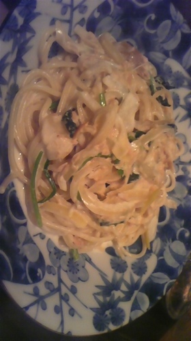 ツナとほうれん草のクリームパスタ
