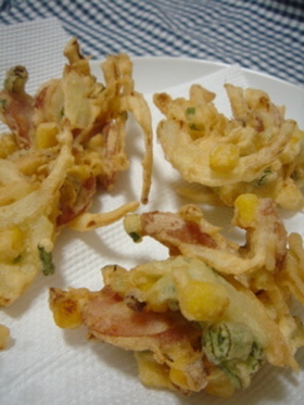 フライ衣の残りで♪ecoかき揚げ