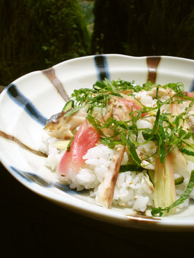 みょうが✿鯵の干物でちらし寿司
