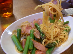 春アスパラとベーコンの簡単!ナポリタン
