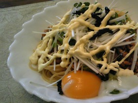 簡単。焼き納豆パスタ。