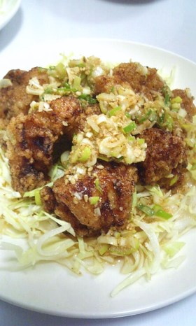 揚げ鶏の✿ピリ辛✿ごま✿ネギ✿たれ