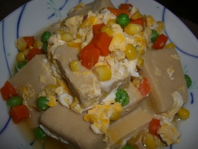 ✿高野豆腐のカラフル卵とじ✿