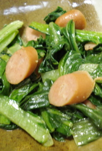 青梗菜とウインナのマヨ炒め
