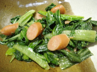 青梗菜とウインナのマヨ炒めの写真