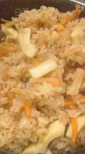 干し貝柱と竹の子のご飯