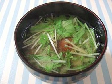 ✿プチトマトと水菜の味噌汁✿の写真
