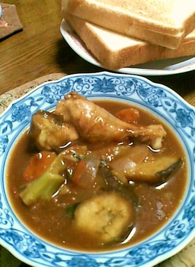フライパンで!夏野菜☆赤いチキンシチュー