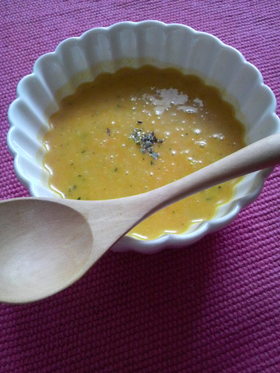 残り物カボチャ煮がスープに変身!!