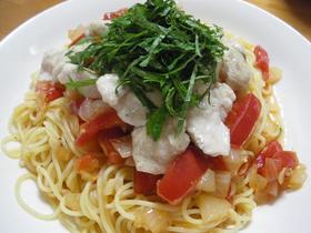 ささみとフレッシュトマトの冷製パスタ