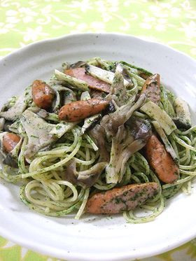 ワンボウルで*きのこ青海苔パスタ