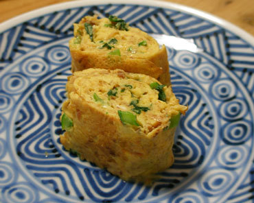 鰹節と小松菜の卵焼き　お弁当のおかずの画像