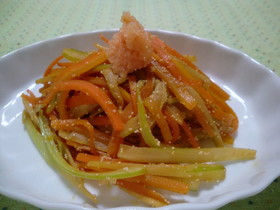 セロリとにんじんの明太きんぴら
