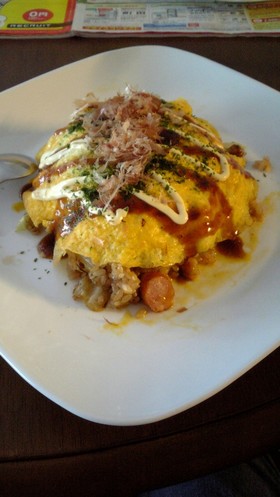 男が作る!お好み焼き風チャーハン