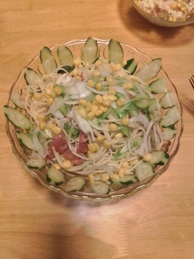 簡単生ハムとアスパラのサラダパスタ