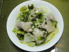 春キャベツと蒸し鶏のネギ塩ダレかけ
