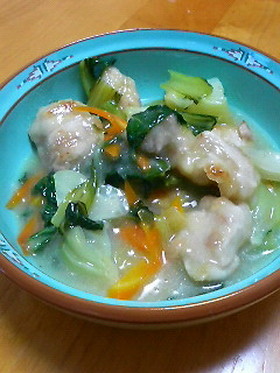 鶏肉とチンゲン菜の炒め煮
