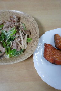豚肉と小松菜のマヨネーズ炒め