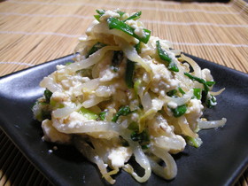 簡単和食❖もやしとねぎの白和え❖