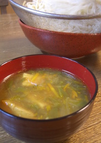 大蒜のサワー漬けinカレースープ☆つけ麺