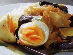 スパイスだけで作る茄子と茹で卵のカレー