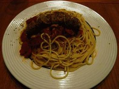 お手軽ソーセージスパゲッティの写真