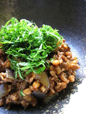 おなすと納豆であまから肉味噌